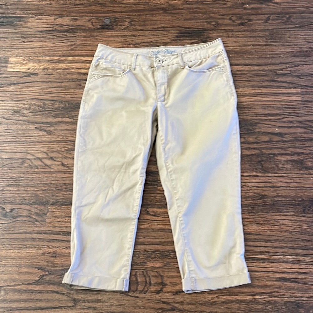 Woman Within Luxe Cotton Crop Pants in Light Beige